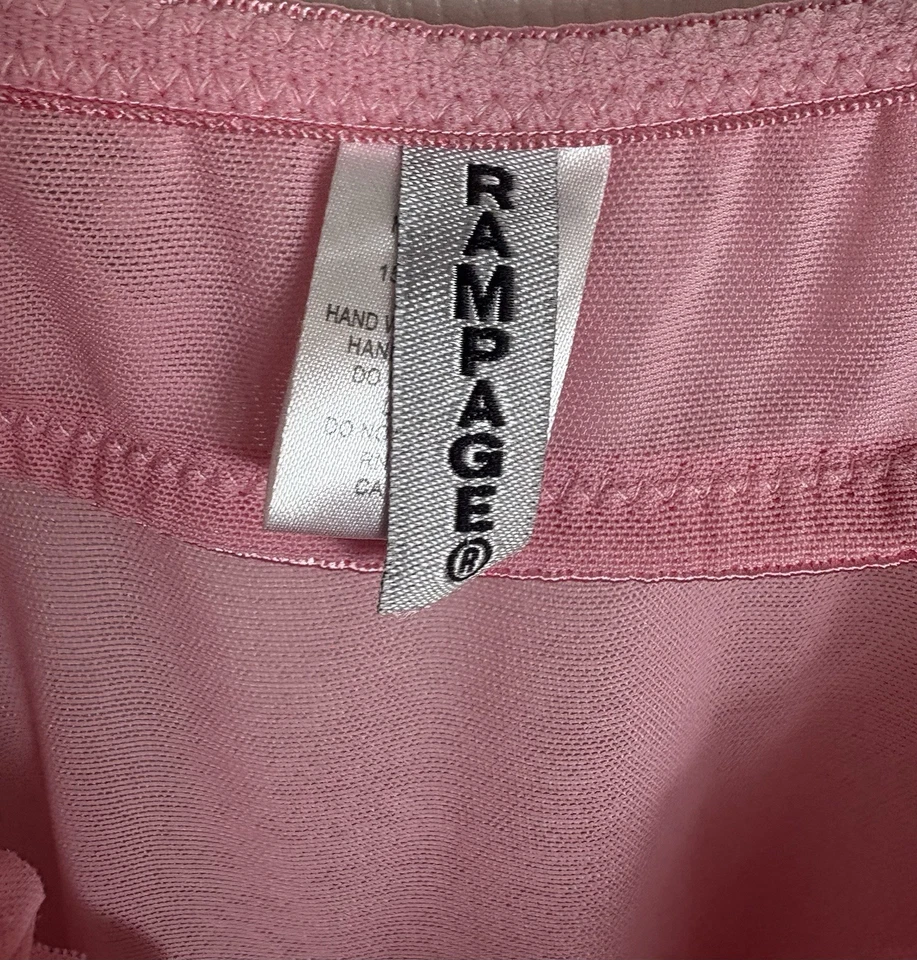 Lencería Babydoll Vintage Y2K Rampage Slip para Mujer M Rosa Malla Acolchada Floral Copas Foto 3 de 4