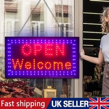 Large Bright Flashing LED OPEN WELCOME Shop Sign-Neon Hang Display Window Light-