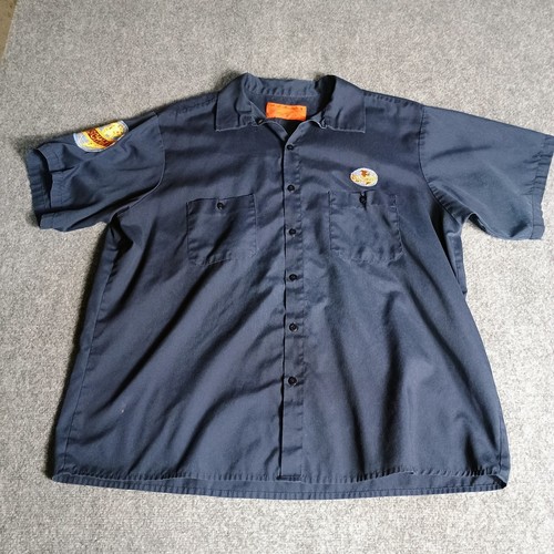 Schlitz Beer Mens 2XL Custom Work Shirt Vintage Patches Universal Overall Navy