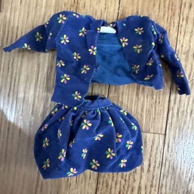 Benetton Fashion  2 Piece PAK Navy Blue Flower Pattern Jacket Vintage Barbie