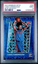 Cade Cunningham 2021 Optic #161 Blue Velocity PSA 9 Mint Rookie Card Detroit!