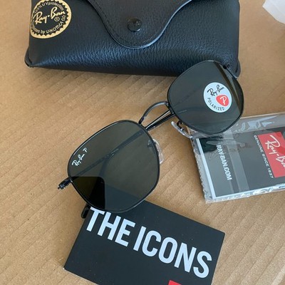 RAY BAN RB3548N 002 58 Black Hexagonal 51 mm Unisex Polarized