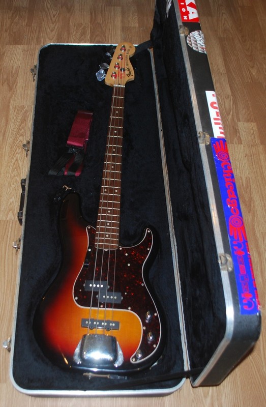 Fender Squier Precision Bass Electric Guitar With Hardshell Case & Strap