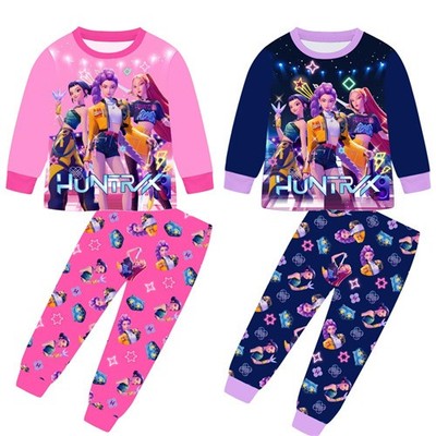 Pyjama Fille Manches Longues Kpop D-Demon H-Hunters - Coton Doux, Motifs Colorés, Ensemble 2 Pièces