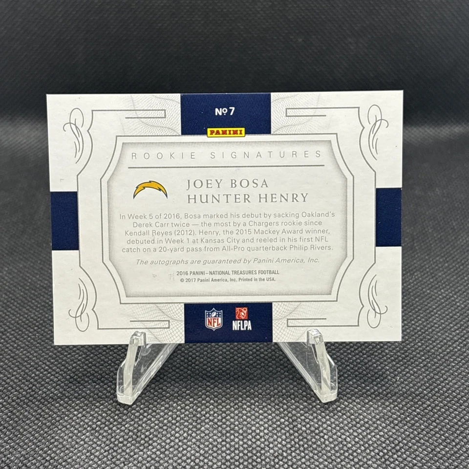 2016 Panini National Treasures Rookie Dual Signatures Joey Bosa Hunter Henry /49 - Image 2 of 2