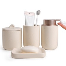 Apricot Bathroom Set - Ceramic Bathroom Sets Complete Foaming Soap Dispenser ...