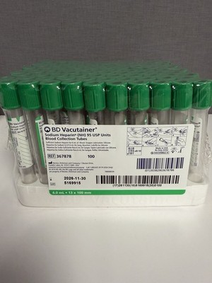 BD VACUTAINER  - 100 pcs 367878 Heparin sodium tube 6 ml *13* 1 00ml