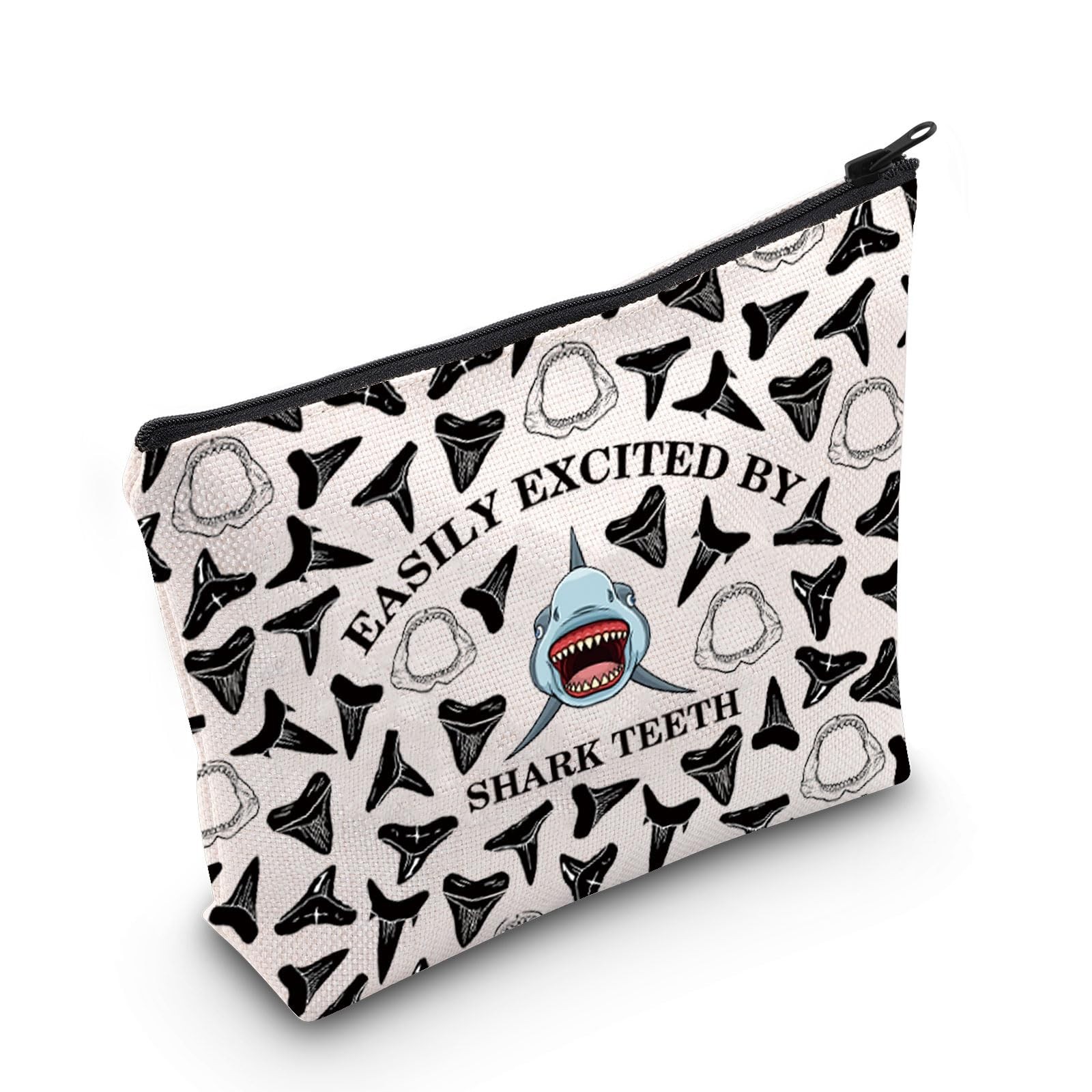 JNIAP Shark Lover Gift Easily Excited By Shark Teeth Cosmetic Bag Shark Teeth...