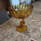 Indiana Glass Amber Lotus Blossom Pedestal Compote Candy Dish Vintage — photo 4