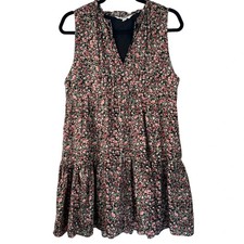 BB Dakota Steve Madden Dress Women's Medium Black Floral Sleeveless Ruffle Mini