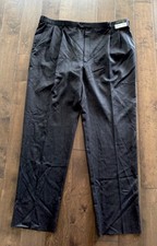 Joseph  Feiss Gold Wool Pleated Dress Pants Men  s 48 Dark Gray Unfinished Hem