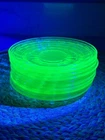 10 Vintage Depression Glass Anchor Hocking Block Optic Plates Uranium Glow