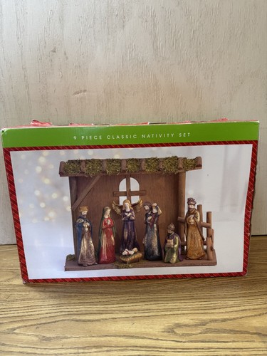 North Pole Trading Co 9 Classic Nativity Set 11" Christmas Decor Hand Painted - Picture 9 of 11