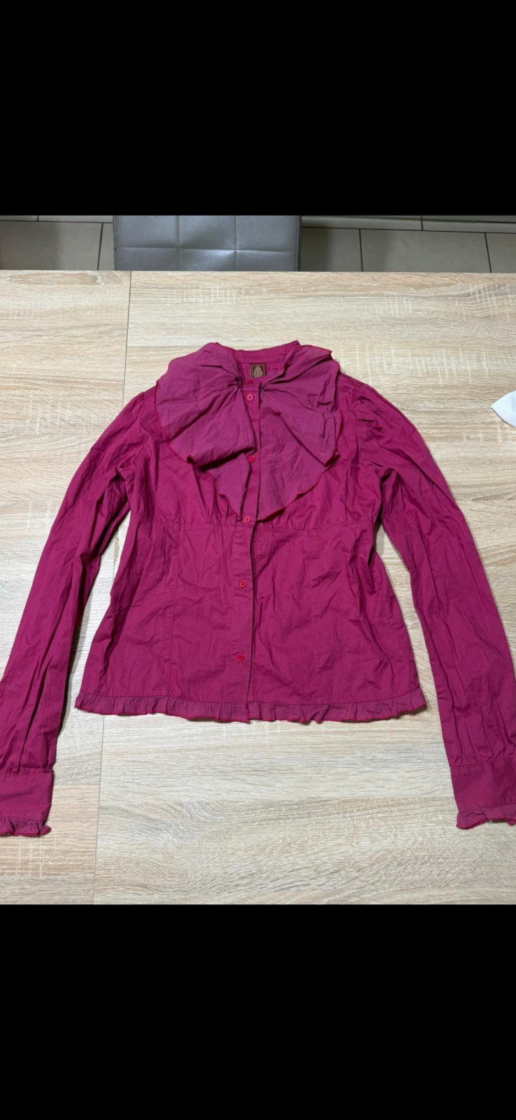 Blusa Dondup Fucsia Scollo a Fiocco Made in Italy Tg 12 (M)