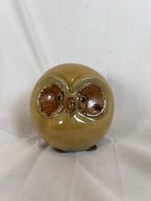 Vintage 1970s Ceramic Owl Bank Tan Brown Mid Century Retro 3.5  