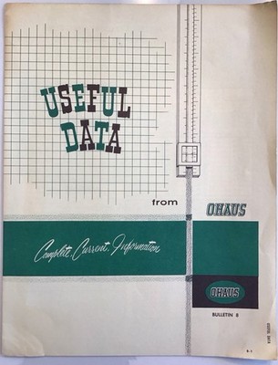 OHAUS Useful Data Complete Current Information Lab Weight Tolerances Chart 50s
