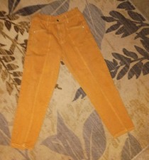 Corduroy Orange Women's Jeans Solid 5-Pocket Button Zip Regular Fit
