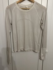 Lululemon Off White Running Top US6 UK10 Long Sleeve Shorter Length