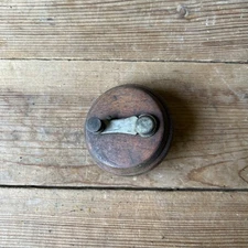 Antique In-Line Electrical Switch Wall Mount Oak Backplate