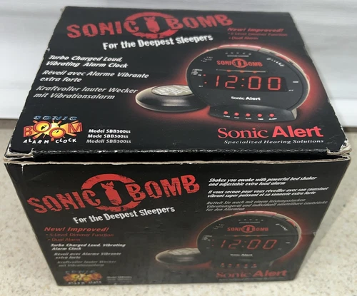 Loud Dual Alarm Sonic Bomb Wake Bed Shake Vibrate Heavy Sleeper Digital Clock