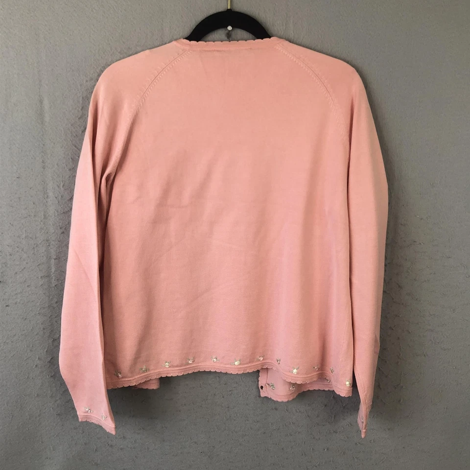 Pendleton Sweater Set Womens Petite Large Pink Silk Blend Embroidered Cardigan - Image 2 of 4
