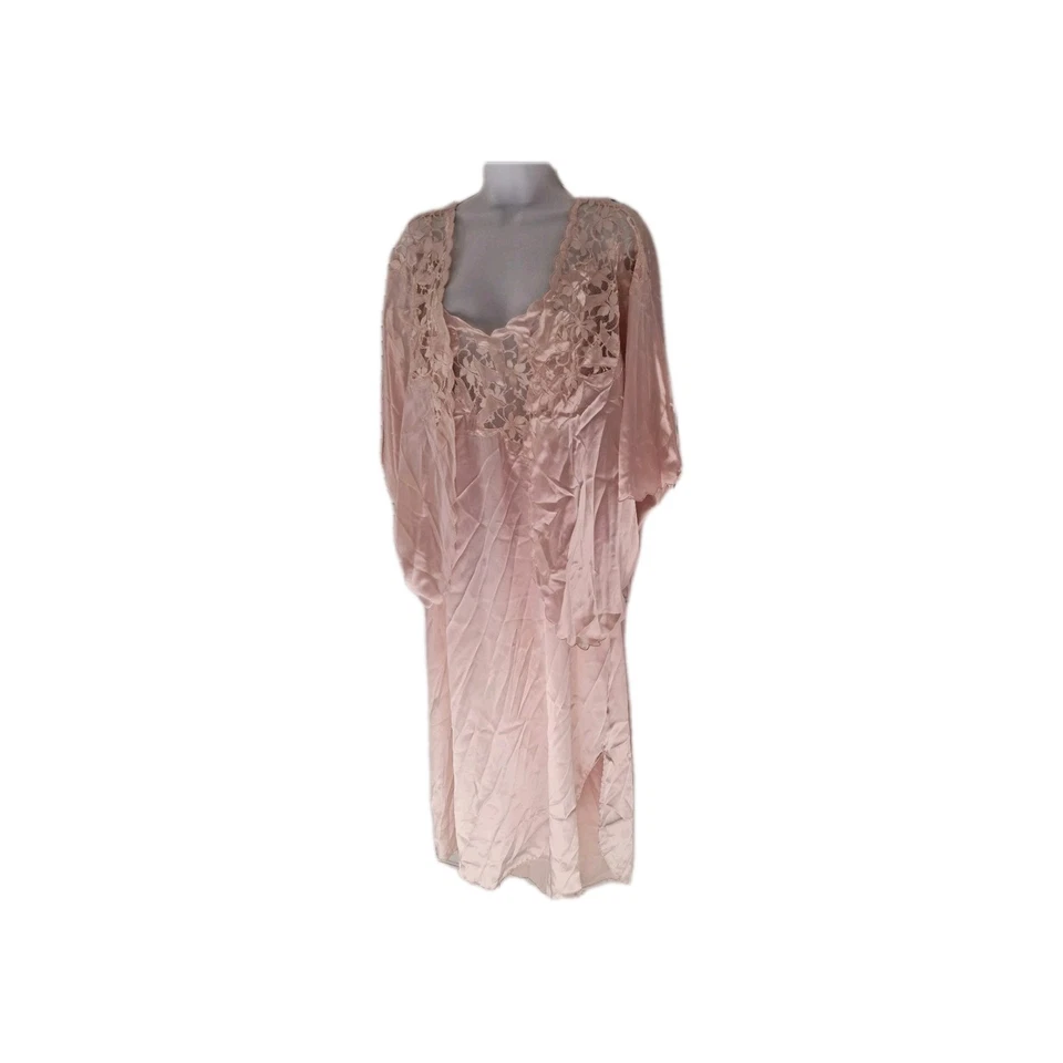 Conjunto Chaqueta Camisón Estilo Vintage Melocotón Largo Sexy Sedoso Ventura 3X 54" BUSTO Foto 2 de 4