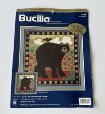 Vintage 1999 Bucilla Needlepoint Kit Folk Art Bear Opened  Complete Wool Yarn