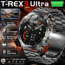 2025 Military T-Rex 3 Ultra Smart Watch 1000mAh 5ATM Flashlight Heart Rate