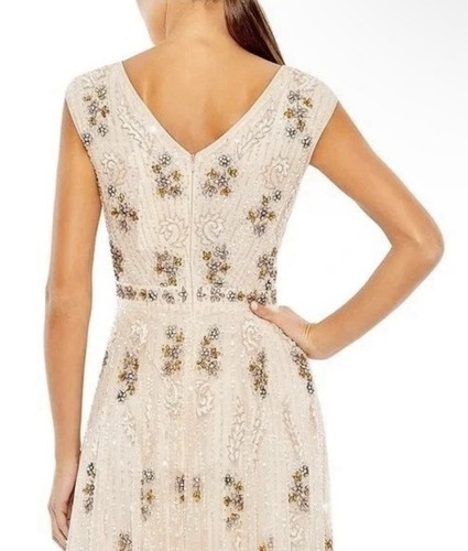 Mac Duggal 93575 Sz 10 Blush Pink Floral Embellished Cap Sleeves Gown $998 - Picture 3 of 5