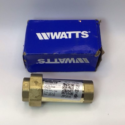 New- WATTS LF7RU2-2 Lead-Free Brass MPT Dual Check Valve, 3/4-Inch open box