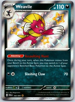 Weavile Holo Shiny Rare SV: Paldean Fates 183/091 NM