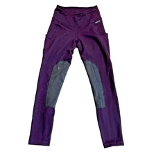 KERRITS Womens Fleece Lined Knee Patch Purple Riding Tight XS Equestrian Western