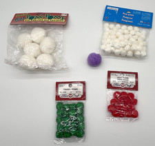 Huge Lot Of Craft Pom-Poms, Various Sizes/Colors White Red Green Purple