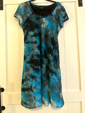 Karen Kane Women’s L Blue Black Gray Tie Dye A-Line Knee Dress Lined Scoop