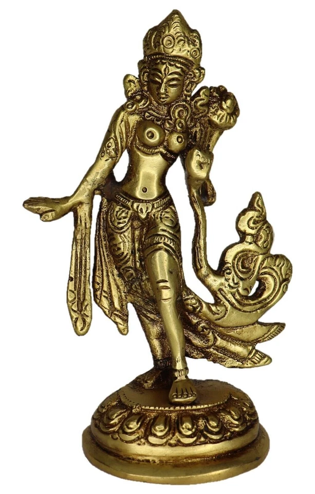 Tibetan Buddhist Deity Standing Tara Statue Handmade Brass Home Decor figure - Image 3 of 4