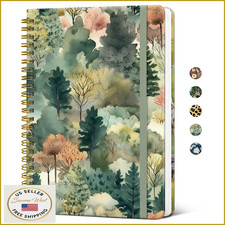 Taja Spiral Journal Notebook for Women, Hardcover Lined, 6x8, Misty Woods