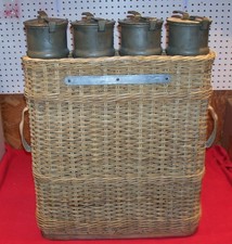 Cold War German Army Artillery Shell Ammunition Cannister Military Wicker Basket