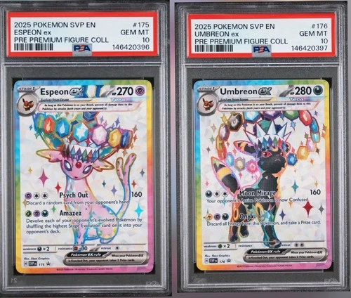 Pokémon Espeon Ex Promo 175 Umbreon Ex Promo 176 Sequential set PSA 10 Prismatic