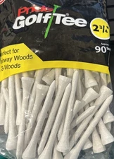 Pride Professional Tee System 1-1/2-Inch Mini Wood Golf Tee, White, 90 tees