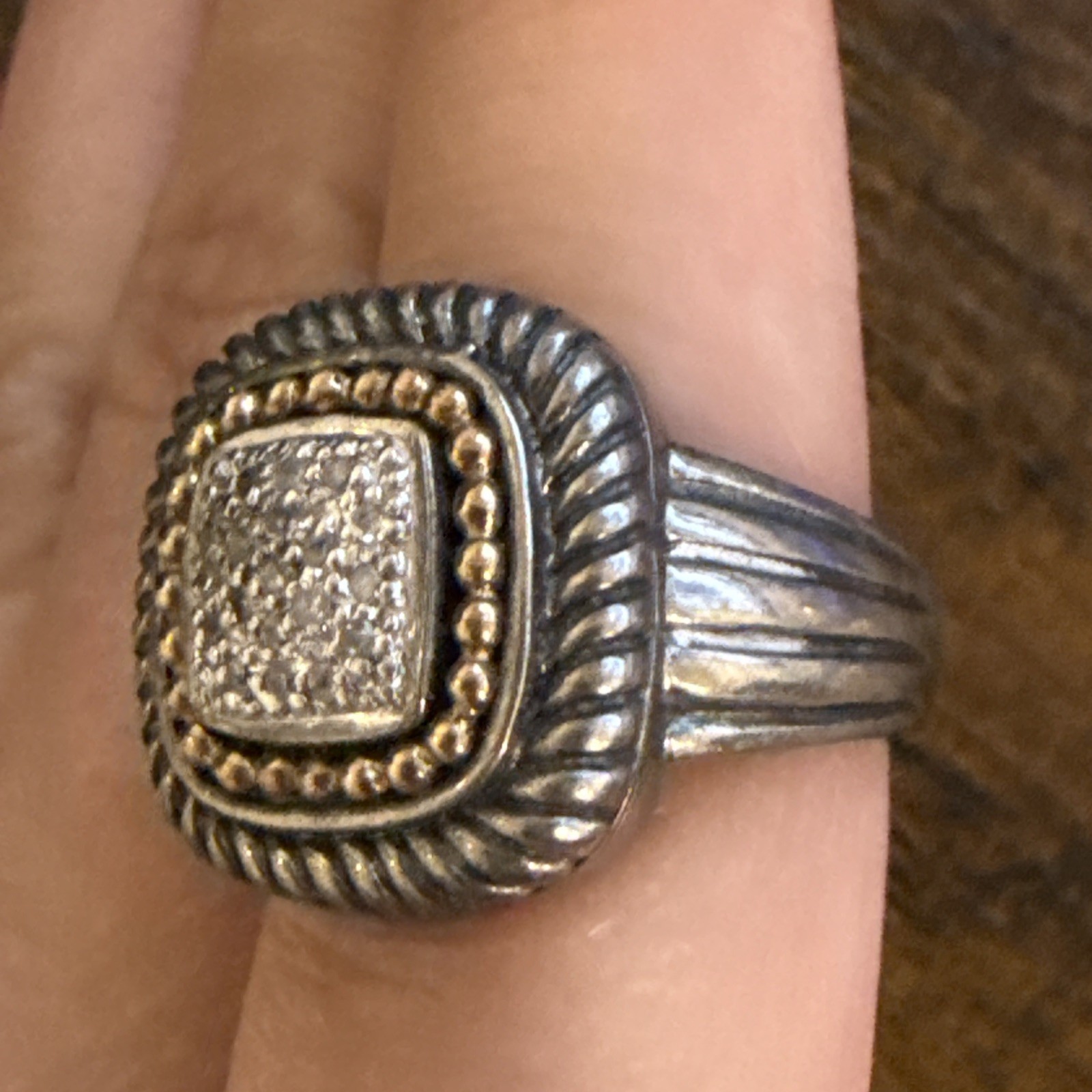 Diamond Square Statement Ring in Sterling Silver … - image 3