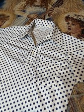 Vintage 1970s Lilly Dache Polka Dot Pocket Collared Shirt Size Medium
