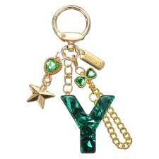 Initial Letter Keychain for Women Cute Heart Butterfly Star Chain Green Y