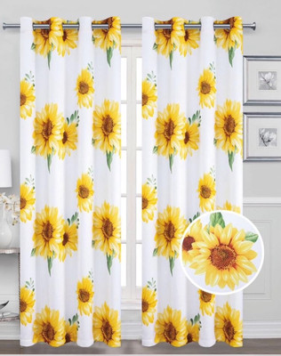 2PCS SUNFLOWER HEAVY SUADE SILK  PANEL BLACKOUT GROMMET WINDOW CURTAIN 54''WX84''L