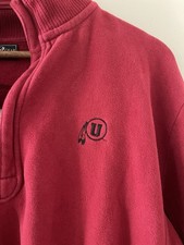 Utah Utes Men  s Quarter Zip Crewneck Sweatshirt Red Size Medium