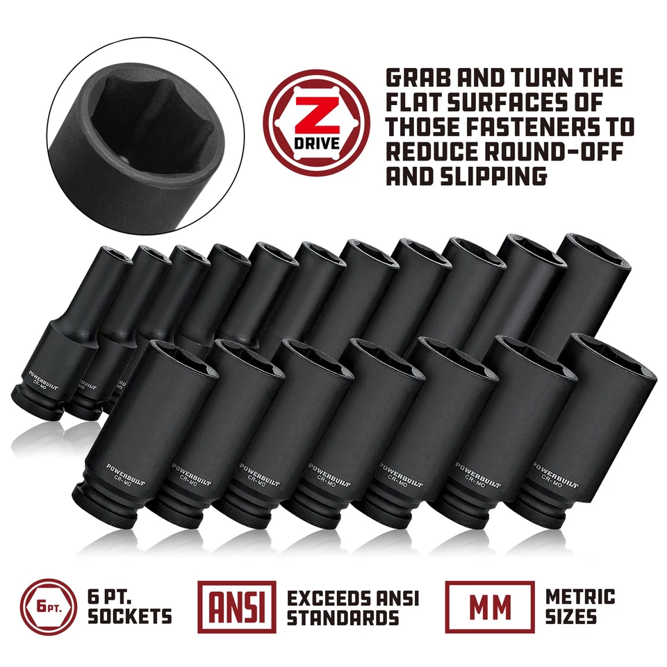 Powerbuilt 1/2 Inch Drive x 23 MM 6 Point Deep Impact Socket - 647290 - Image 3 of 4