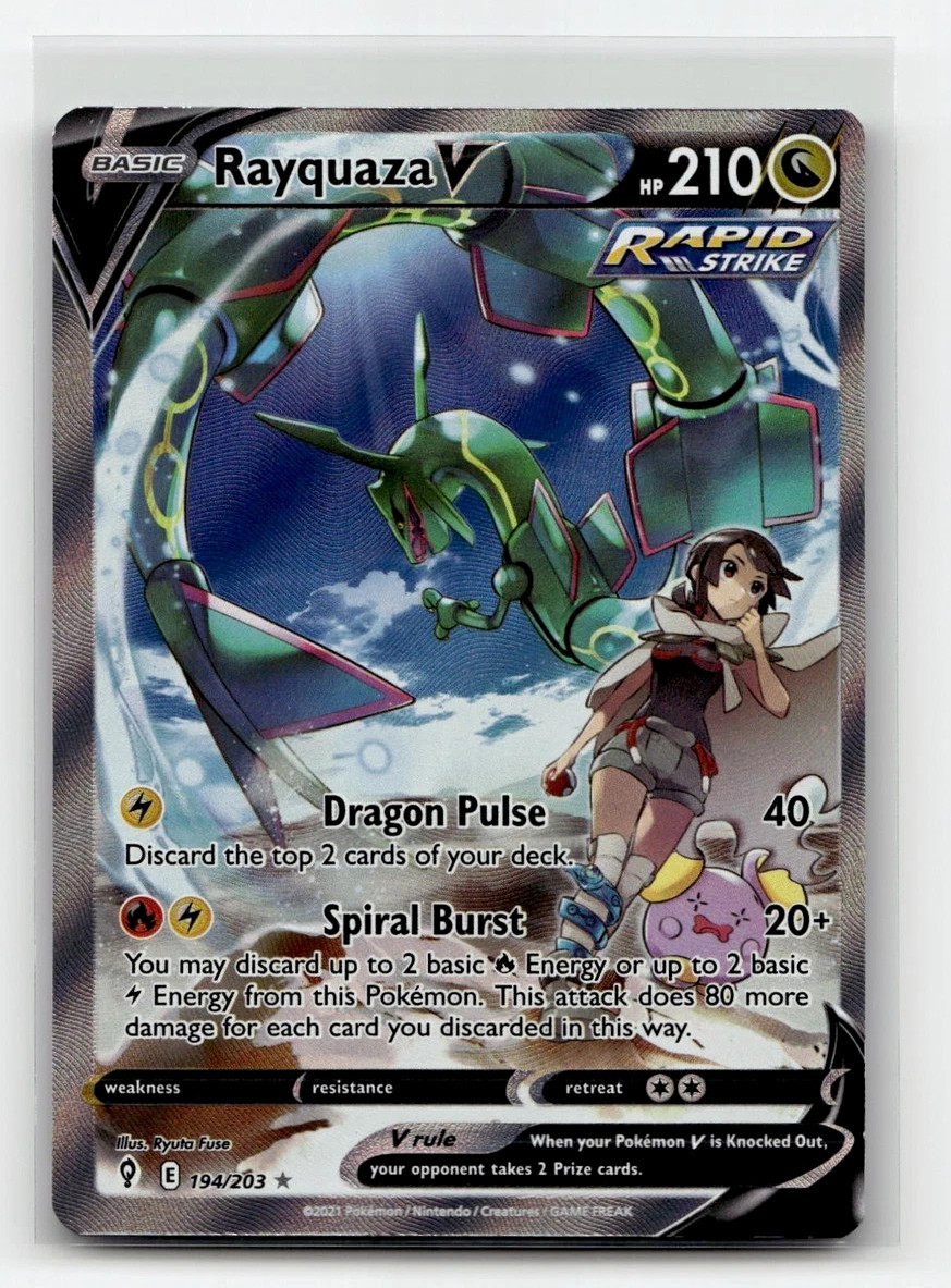 Pokemon Rayquaza V Alt Full Art Holo Ultra Rare 194/203 Evolving Skies