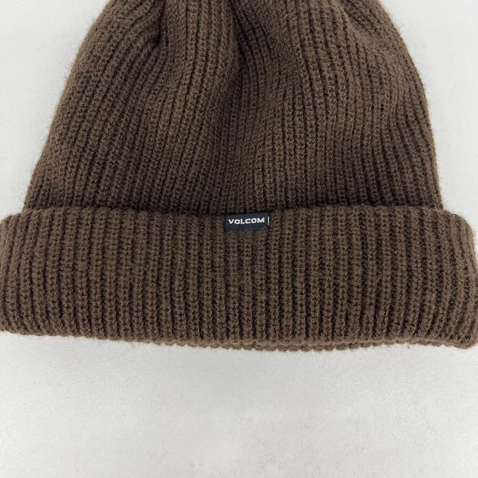 Volcom Knit Beanie Adult One Size Brown Fleece Lined Winter Cap - Image 2 of 4