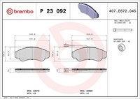 Brembo Bremsbelagsatz, Scheibenbremse P 23 092 FüR Peugeot Fiat CitroËN