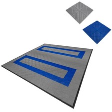 Image of Monster Shop Vented Garage Floor Tiles With Edges – 165 Grey & 60 Blue