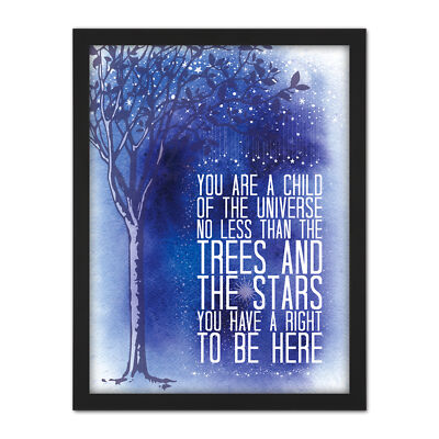 Desiderata Ehrman Child Universe Trees Stars Framed Wall Art Print 18X24 In